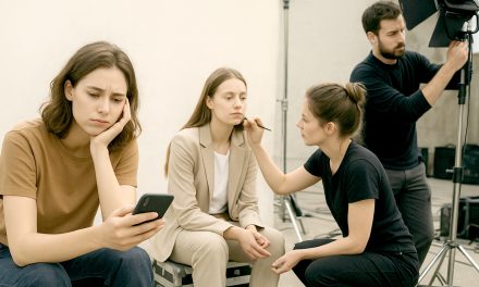 Das zweite oder dritte Model sitzt wartend herum