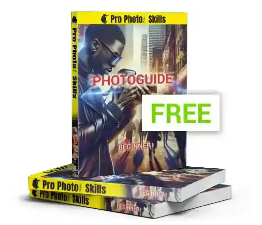 Kostenloser Photoguide für Einsteiger von ProPhotoSkills als Buch Mockup mit Fokus auf Fotografie Grundlagen